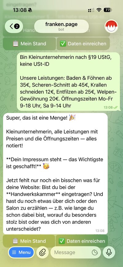 Betriebsdaten eingeben