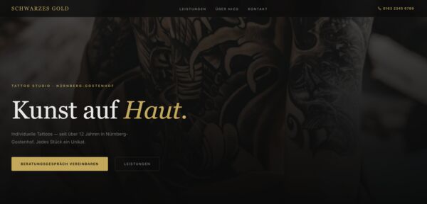 Tattoo Studio Schwarzes Gold